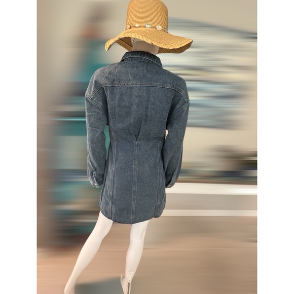 Denim button up mini dress S M L - Picture 6 of 7
